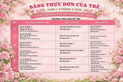 Công khai thực đơn tháng 3-2026